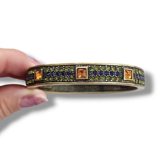 Heidi Daus Jewelry - Heidi Daus Bangle Bracelet Hinge Old Gold Purple Cognac Crystal Age Of elegance